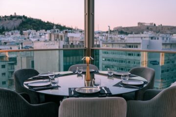 Dining table in Zale rooftop in Athens